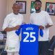 Super Eagles midfielder Wilfred Ndidi paid a courtesy visit to the office of the Honourable Minister of Sports Development, Senator