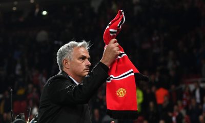 Manchester United's Portuguese manager Jose Mourinho reacts as he leaves at full time in the English Premier League football match between
