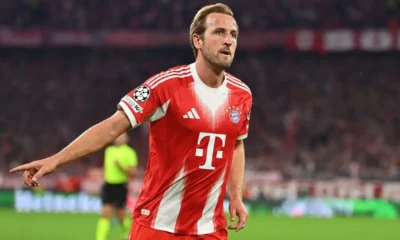 "Harry Kane celebrates after scoring for Bayern Munich, as he eyes the Ballon d’Or"