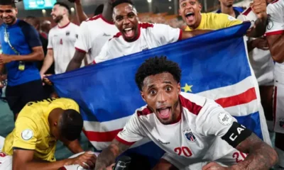 Cape Verde players celebrate World Cup qualification after 3-0 win over Eswatini