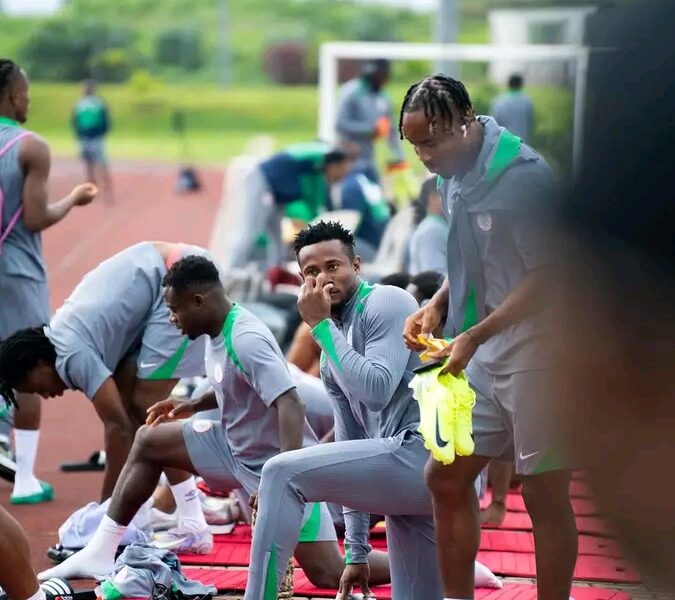 Zaidu Sanusi in Super Eagles training gear ahead of Nigeria’s 2026 World Cup qualifier against Lesotho in Polokwane, South Africa.