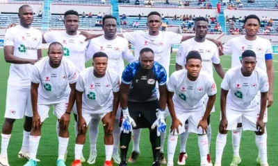 Rangers International players celebrating a goal during their NPFL win over Abia Warriors in Enugu.