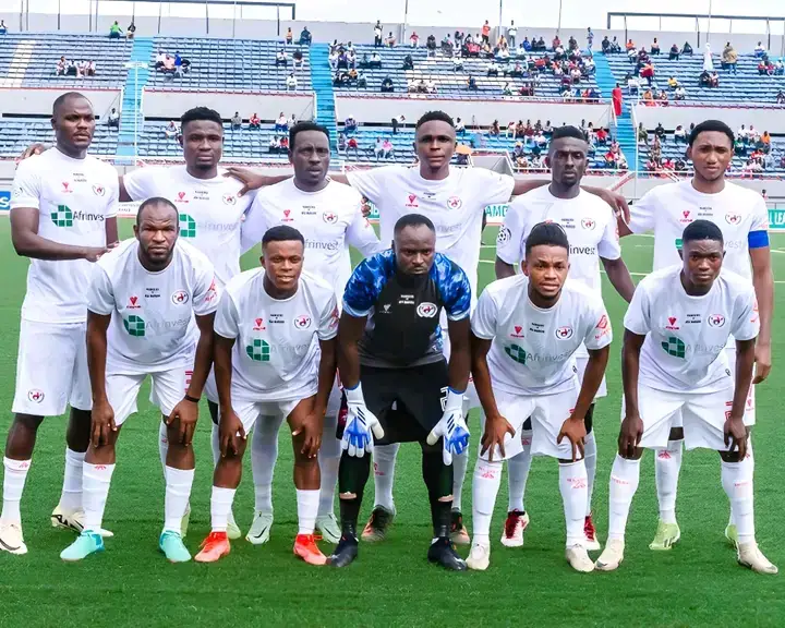 Rangers International players celebrating a goal during their NPFL win over Abia Warriors in Enugu.