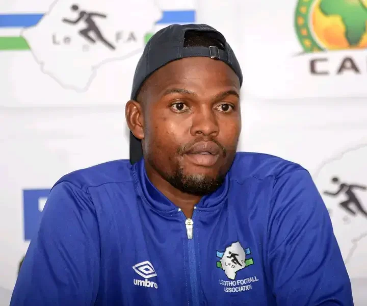 Lesotho captain Sekhoane Moerane speaking at a press conference ahead of the Super Eagles clash.