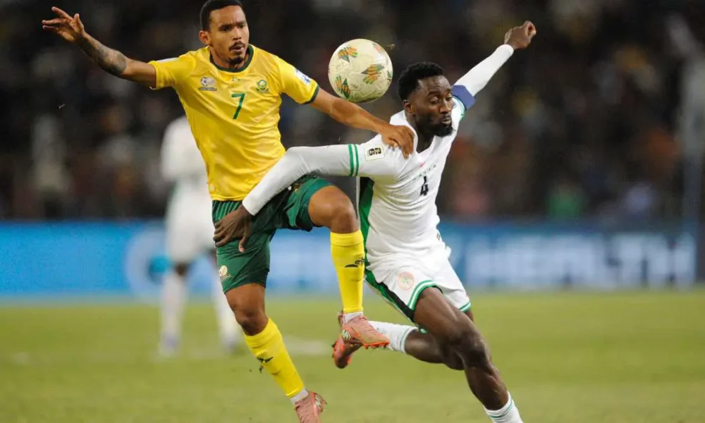 "Super Eagles midfielder Wilfred Ndidi in action during a World Cup qualifier"