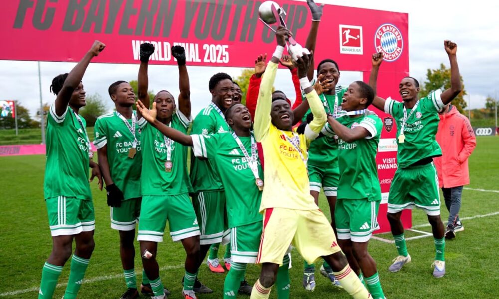 Team Nigeria celebrates after winning the 2025 FC Bayern U-16 Youth Cup