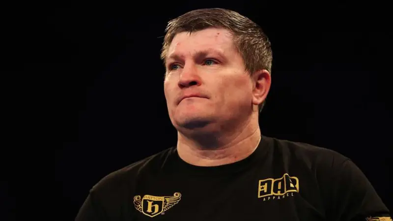 Ricky Hatton celebrating a boxing victory in the ring