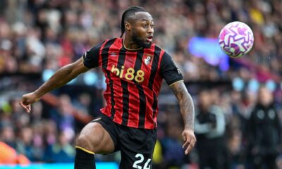 Antoine Semenyo celebrating a goal for Bournemouth amid Liverpool transfer interest