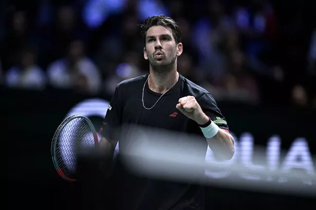 Cameron Norrie reacts during his Paris Masters match against Valentin Vacherot