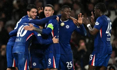 Chelsea young players celebrating during their record-breaking Champions League win over Ajax