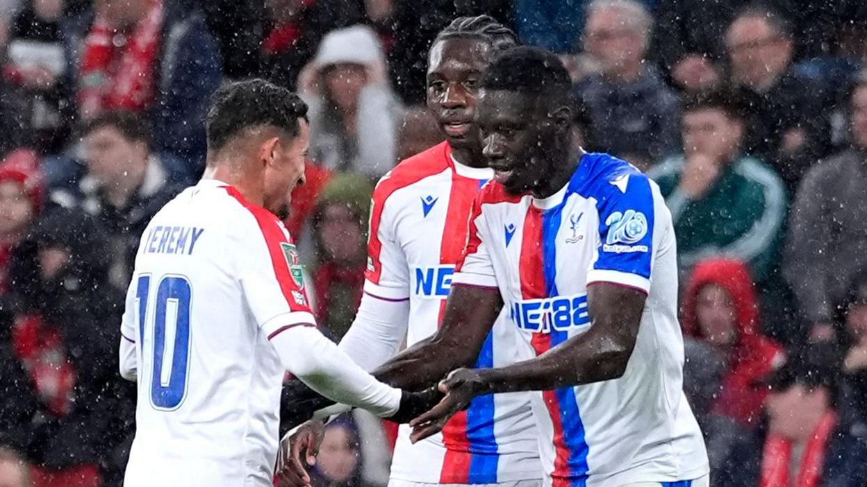 Crystal Palace celebrate 3-0 win over Liverpool in Carabao Cup match