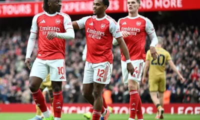 Ebere Eze Celebrates Scoring For Arsenal Against Crystal Palace