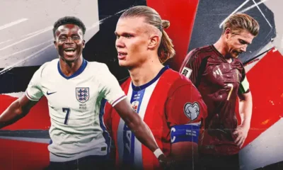 Erling Haaland celebrates scoring for Norway as Bukayo Saka stars for England and Belgium face struggles in Euro qualifiers.