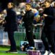 Frank Lampard and John Mousinho arguing on the touchline during Portsmouth vs Coventry match
