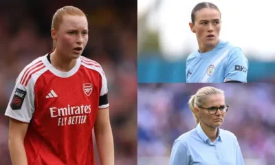 Katie Reid in Arsenal training before her withdrawal from the England squad due to injury.