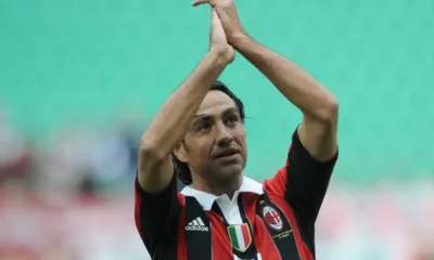 Alessandro Nesta celebrates a Champions League victory with AC Milan in 2003.