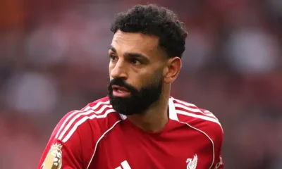 Mohamed Salah looks frustrated during Liverpool vs Manchester United match
