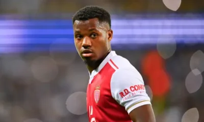 Ansu Fati celebrating a goal for AS Monaco in Ligue 1