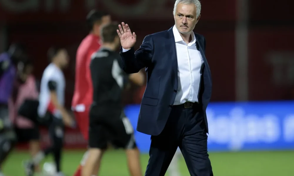 Jose Mourinho on the sidelines as Benfica manager during a Liga Portugal match