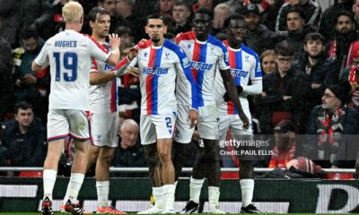 Oliver Glasner celebrating Crystal Palace’s 3-0 win over Liverpool at Anfield
