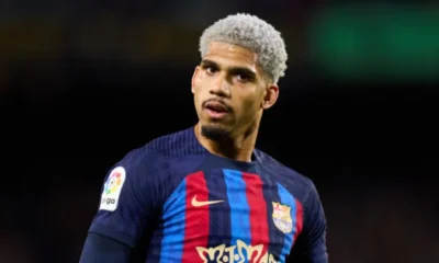 Ronald Araujo reacts during El Clasico against Real Madrid