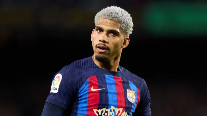 Ronald Araujo reacts during El Clasico against Real Madrid