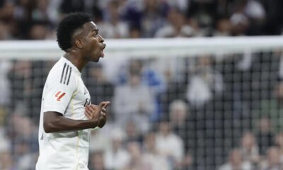 Vinicius Jr reacting after being substituted during Real Madrid’s El Clasico win against Barcelona.