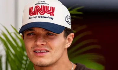 Lando Norris and Oscar Piastri side by side at the Singapore Grand Prix after first-lap collision