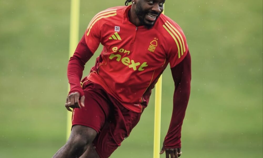 Ola Aina in Nottingham Forest training before injury setback
