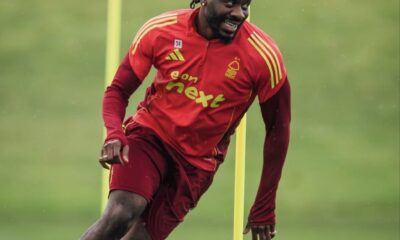 Ola Aina in Nottingham Forest training before injury setback
