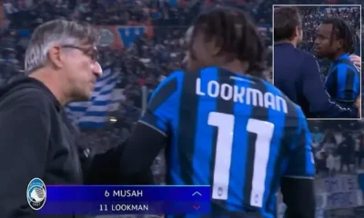 Ademola Lookman being substituted during Atalanta’s Champions League win over Ajax.