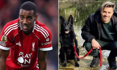 Alexander Isak Training With Liverpool And A Guard Dog Beside Him