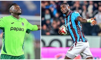 Andre Onana and Paul Onuachu during a Turkish Super Lig match