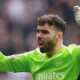 Arsenal goalkeeper David Raya reacts after conceding late equaliser against Sunderland