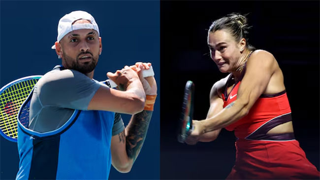 Aryna Sabalenka and Nick Kyrgios face off in Battle of the Sexes exhibition match in Dubai
