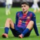Barcelona’s Pedri celebrating during a match before his injury layoff