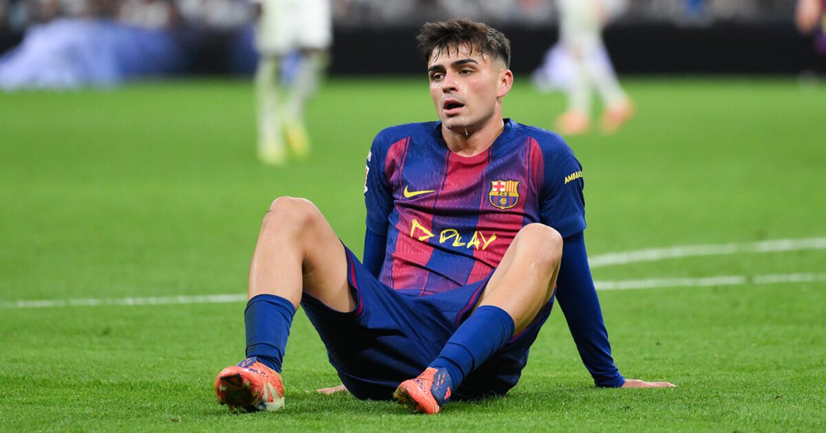 Barcelona’s Pedri celebrating during a match before his injury layoff