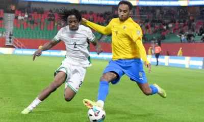Benjamin Fredrick in action for Nigeria against Gabon