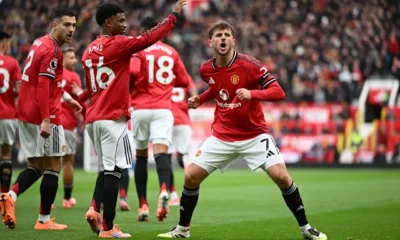 Benjamin Sesko Celebrating A Goal For Manchester United At Old Trafford