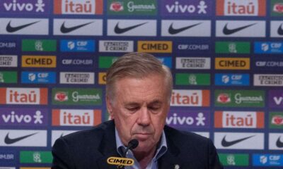 Carlo Ancelotti speaking about Vinicius Jr during Brazil press conference