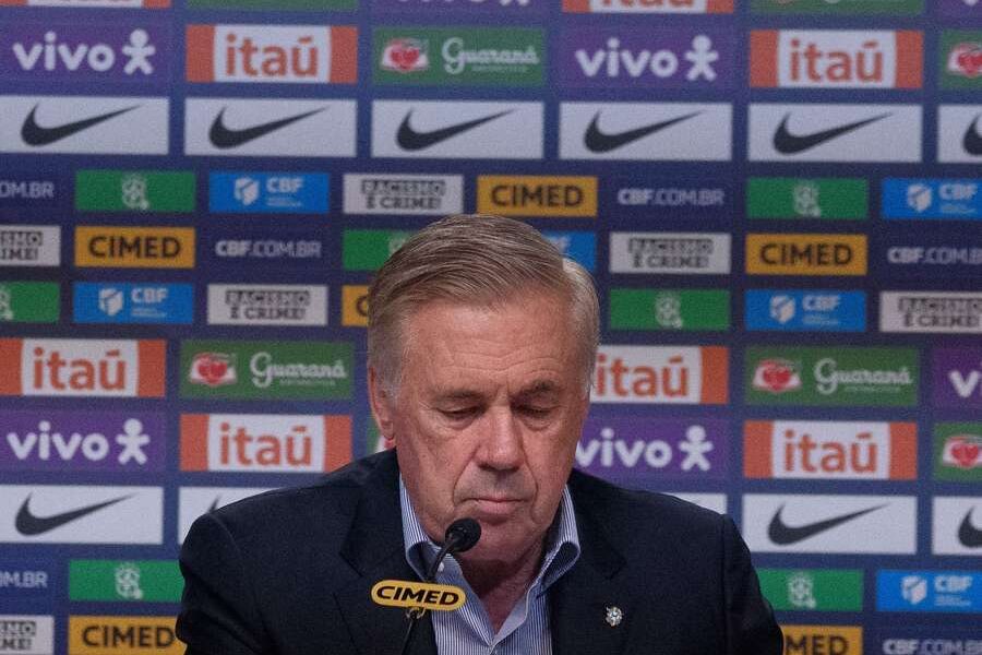 Carlo Ancelotti speaking about Vinicius Jr during Brazil press conference