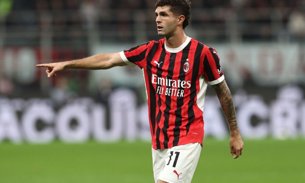 Christian Pulisic in action for AC Milan with Premier League clubs monitoring transfer interest