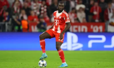 Dayot Upamecano playing for Bayern Munich during a Bundesliga match