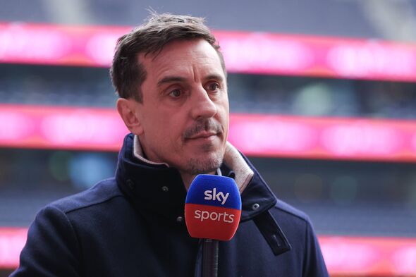 Gary Neville speaking as Sky Sports pundit during Premier League match