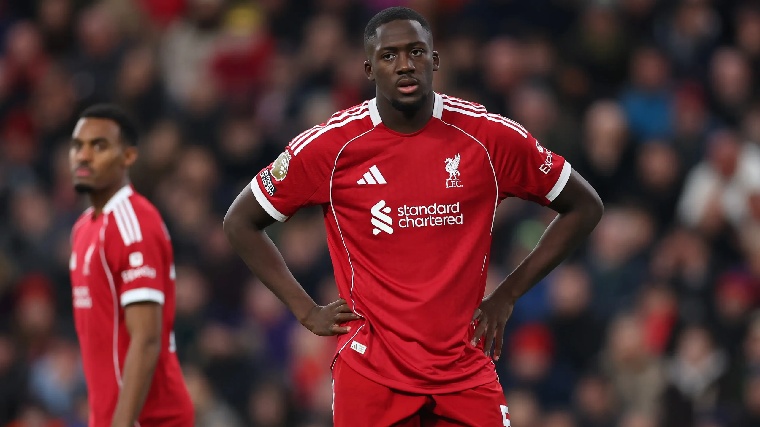 Ibrahima Konate reacts to criticism during Liverpool’s poor defensive run