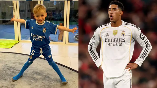 James Maddison’s son wearing Jude Bellingham Real Madrid 2025-26 third kit