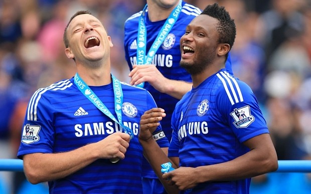 John Terry and John Obi Mikel during Chelsea training under Roman Abramovich era