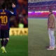 Lionel Messi standing at Camp Nou during his secret return visit