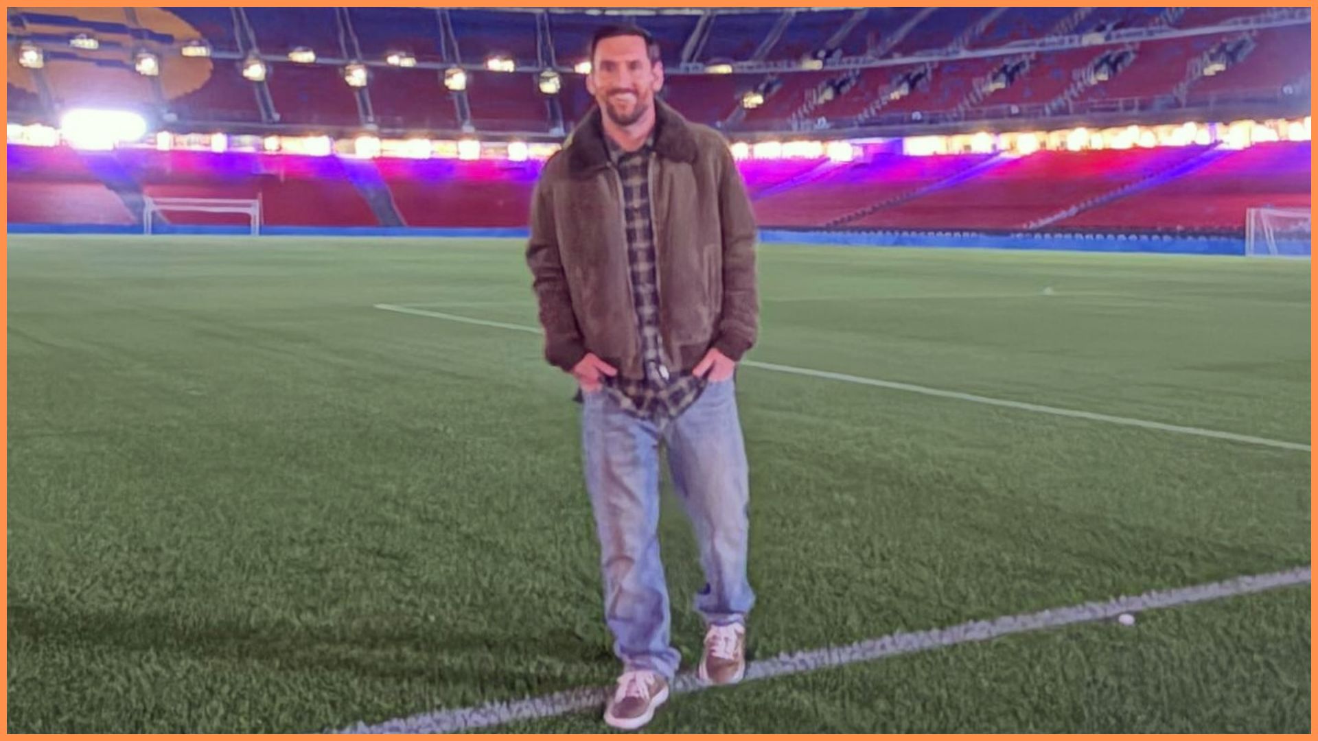 Lionel Messi visiting the renovated Camp Nou during Barcelona tribute preparations