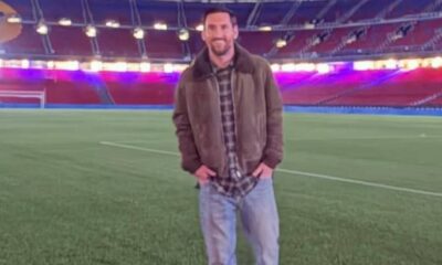 Lionel Messi visiting the renovated Spotify Camp Nou stadium in Barcelona.